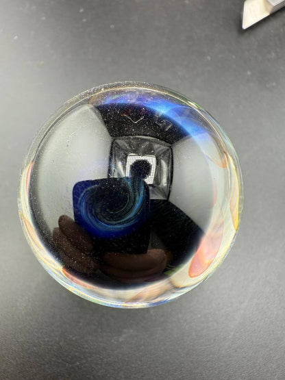 McDoogle Glass Marble – 40mm Gold Fume Implosion showcasing vibrant internal depth and craftsmanship.