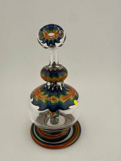 Mcdoogle Glass Rainbow Line Worked Ball Rig, vibrant colors, unique design, 10mm, 90° angle.