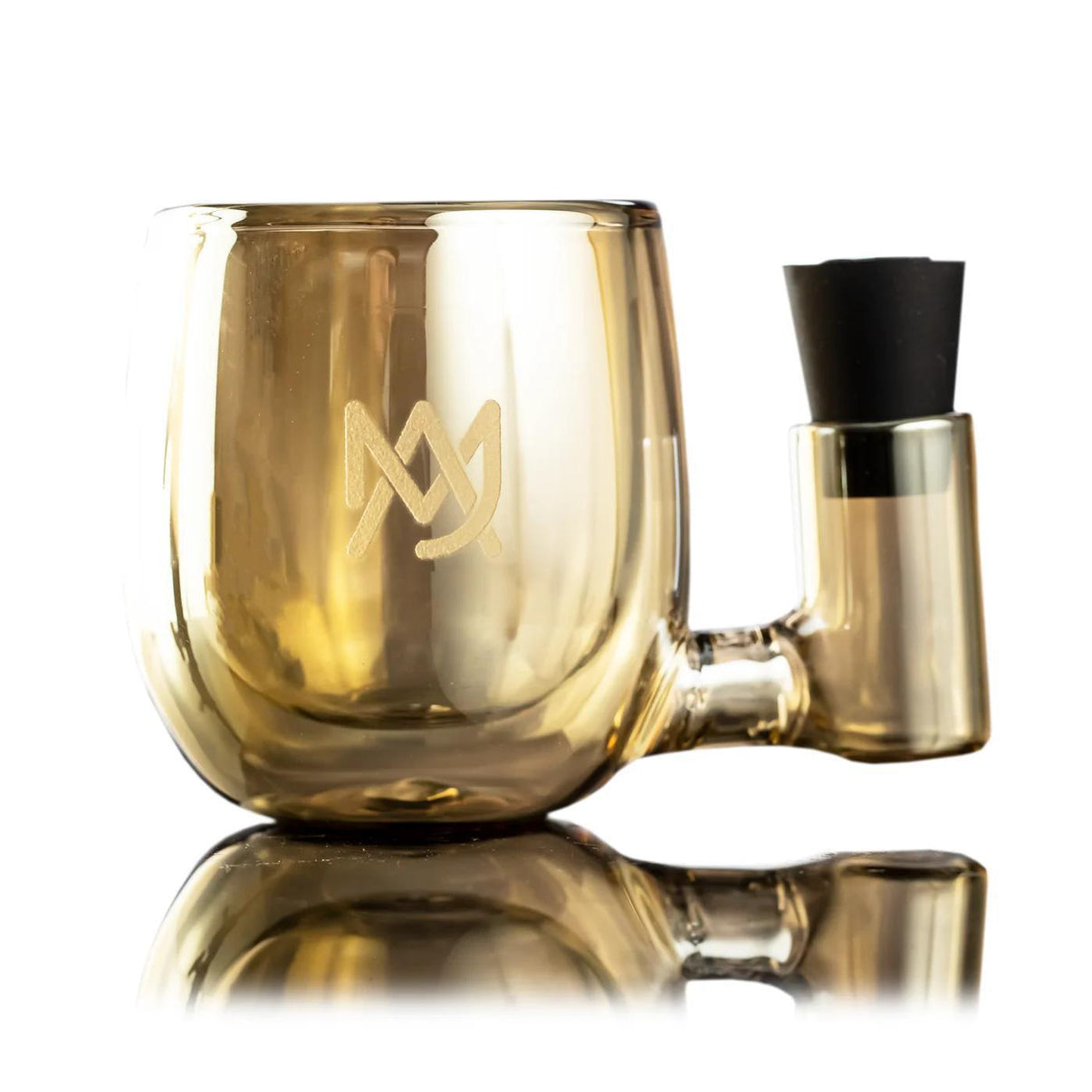 MJ Arsenal ISO Station in amber glass, sleek design for cleaning rituals with cotton swabs and isopropyl solution storage.