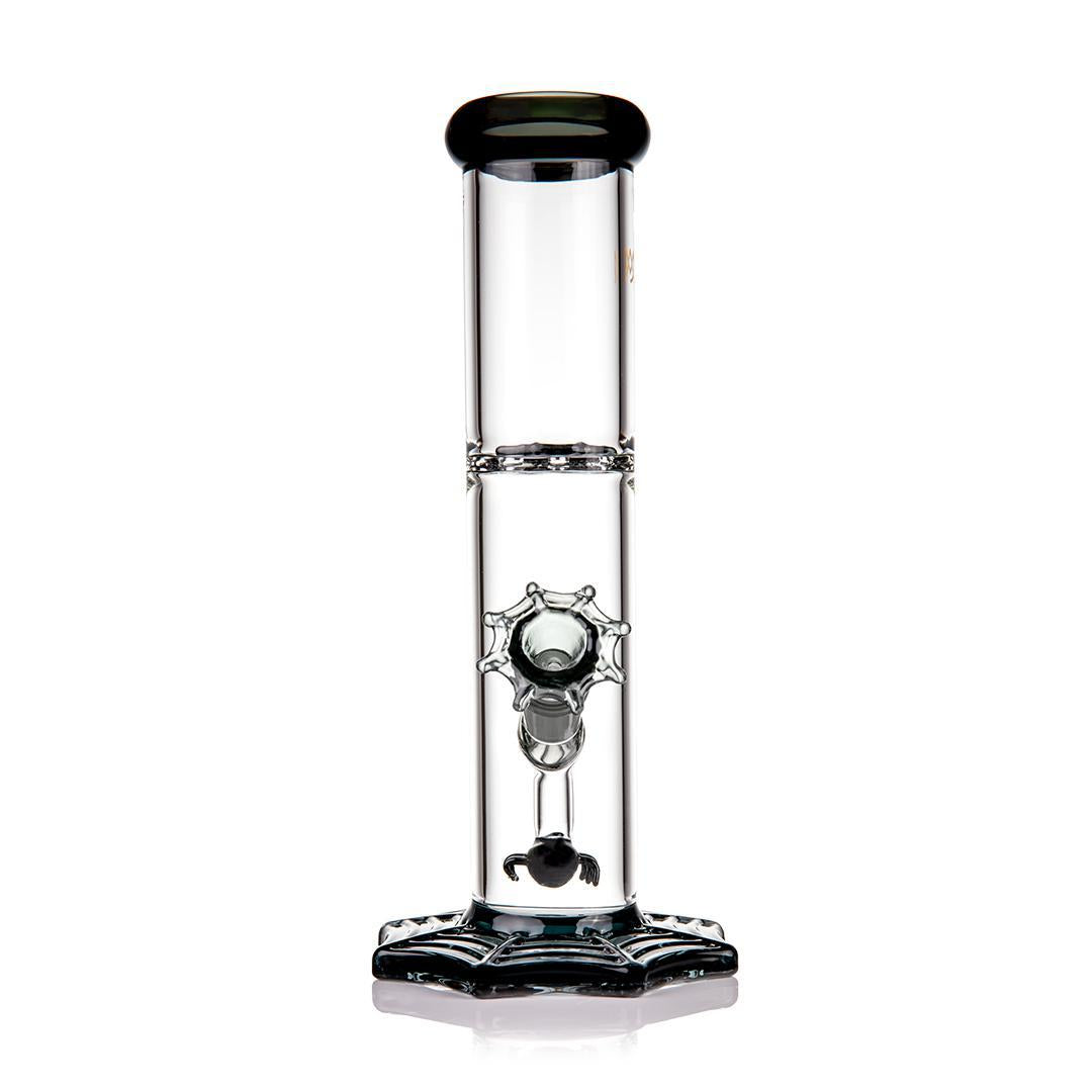MJ Arsenal Widowmaker 14mm 45° bong with spider percolator and spiderweb design.