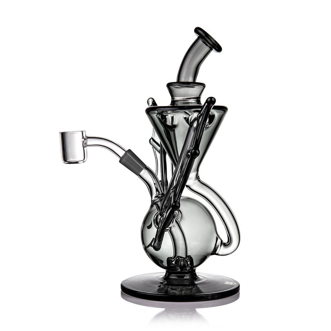 MJ Arsenal Nocturne Bat Rig 10mm 45° in sleek black borosilicate glass with bat-inspired design.