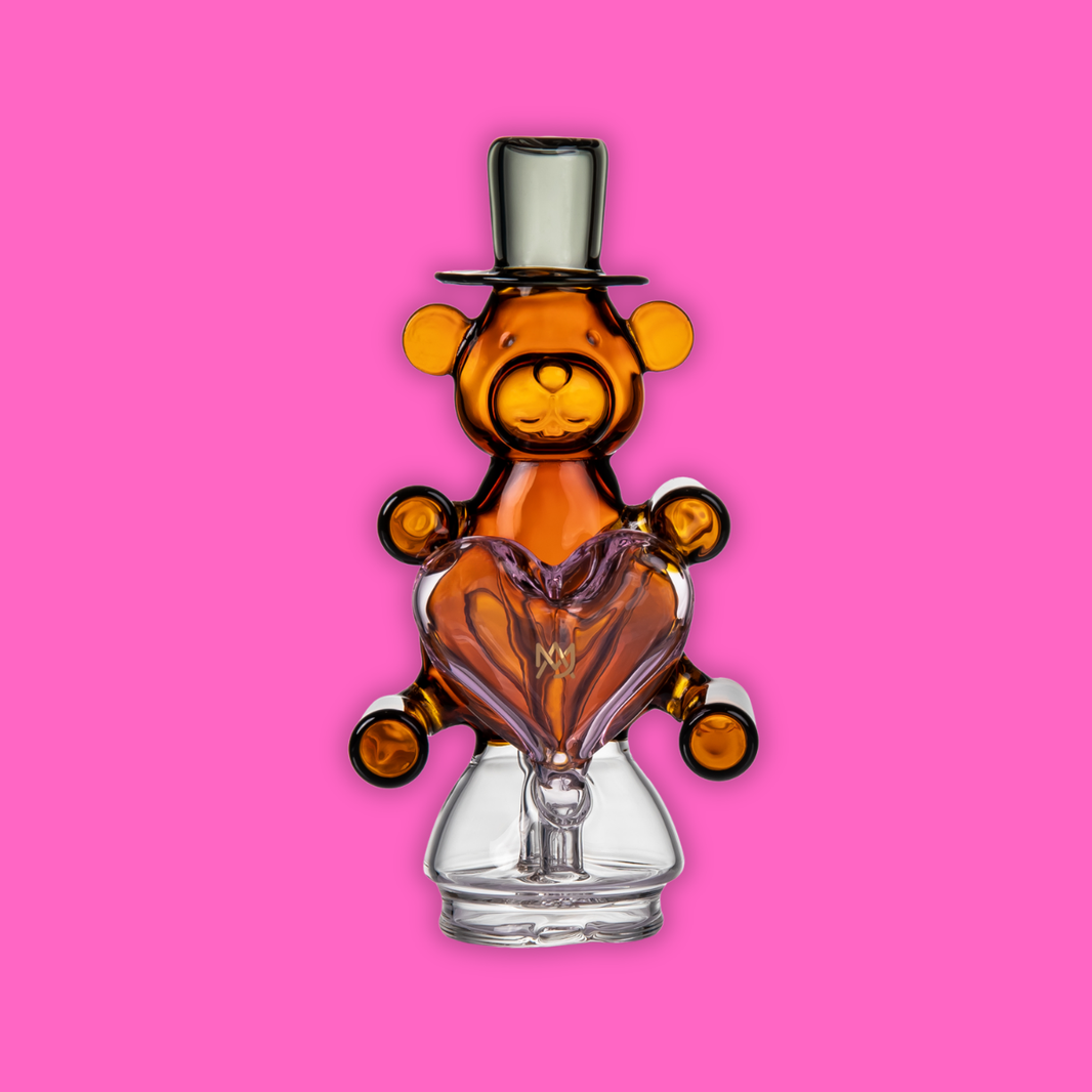 MJ Arsenal Puffco Peak Glass Top - Teddy Bear - limited edition glass piece with bear design for vaporizer.