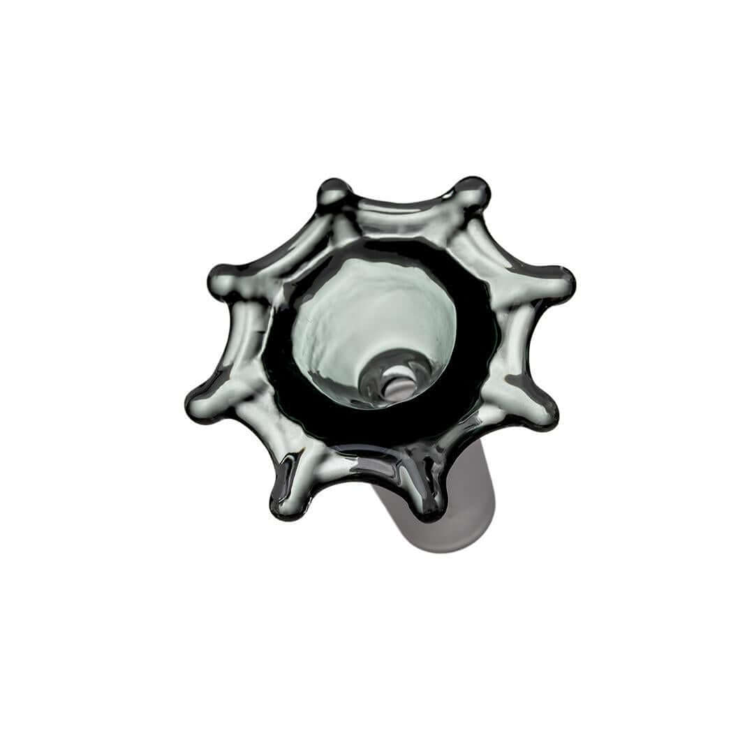 MJ Arsenal Spiderweb Flower Bowl 14mm top view showcasing unique design and durable glass craftsmanship.