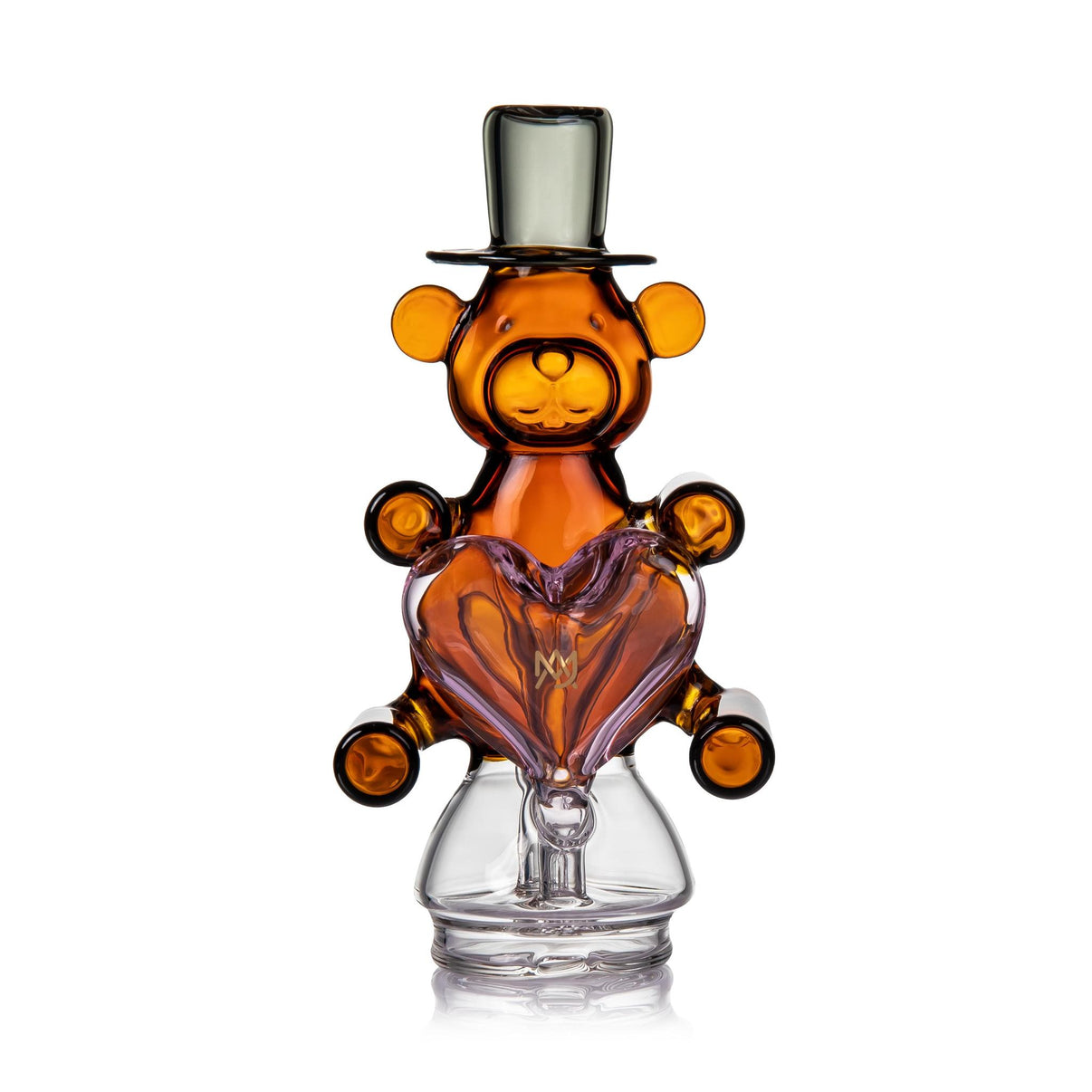 MJ Arsenal Puffco Peak Glass Top - Teddy Bear with heart design and top hat, from 9th Annual Valentine's Day Collection