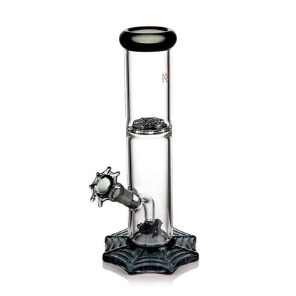 MJ Arsenal Widowmaker 14mm 45° bong with spider percolator and spiderweb base, perfect for Halloween vibes.