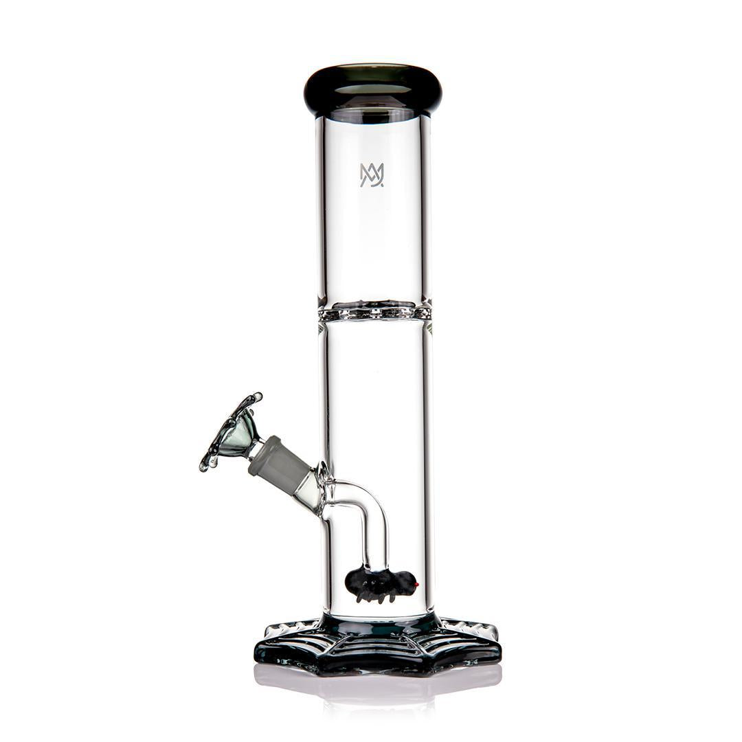 MJ Arsenal Widowmaker 14mm 45° bong with spiderweb bowl and percolator for smooth hits.