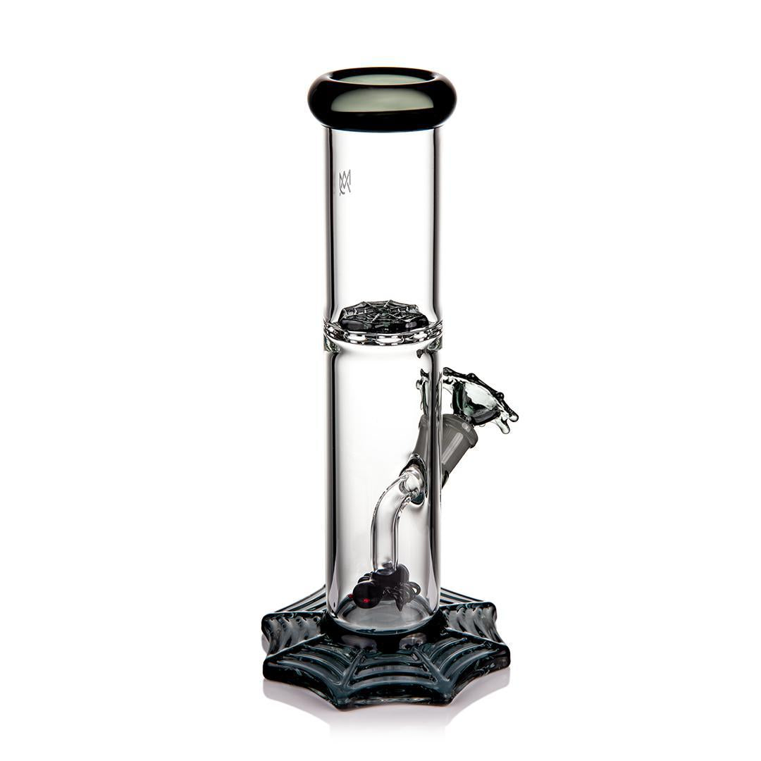 MJ Arsenal Widowmaker 14mm 45° bong with spider percolator and spiderweb design.