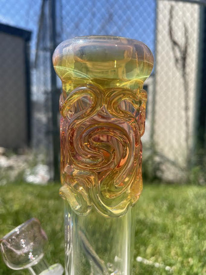 MJHoG Flower Beaker - Gold & Silver Fumed Bubble 14mm 45