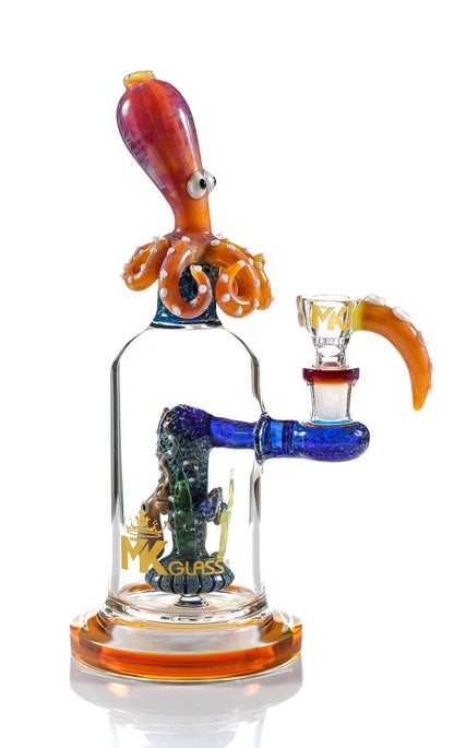 Mk100 Glass Octopus Banger Hanger Rig 14mm 90° with intricate glass design and vibrant colors.