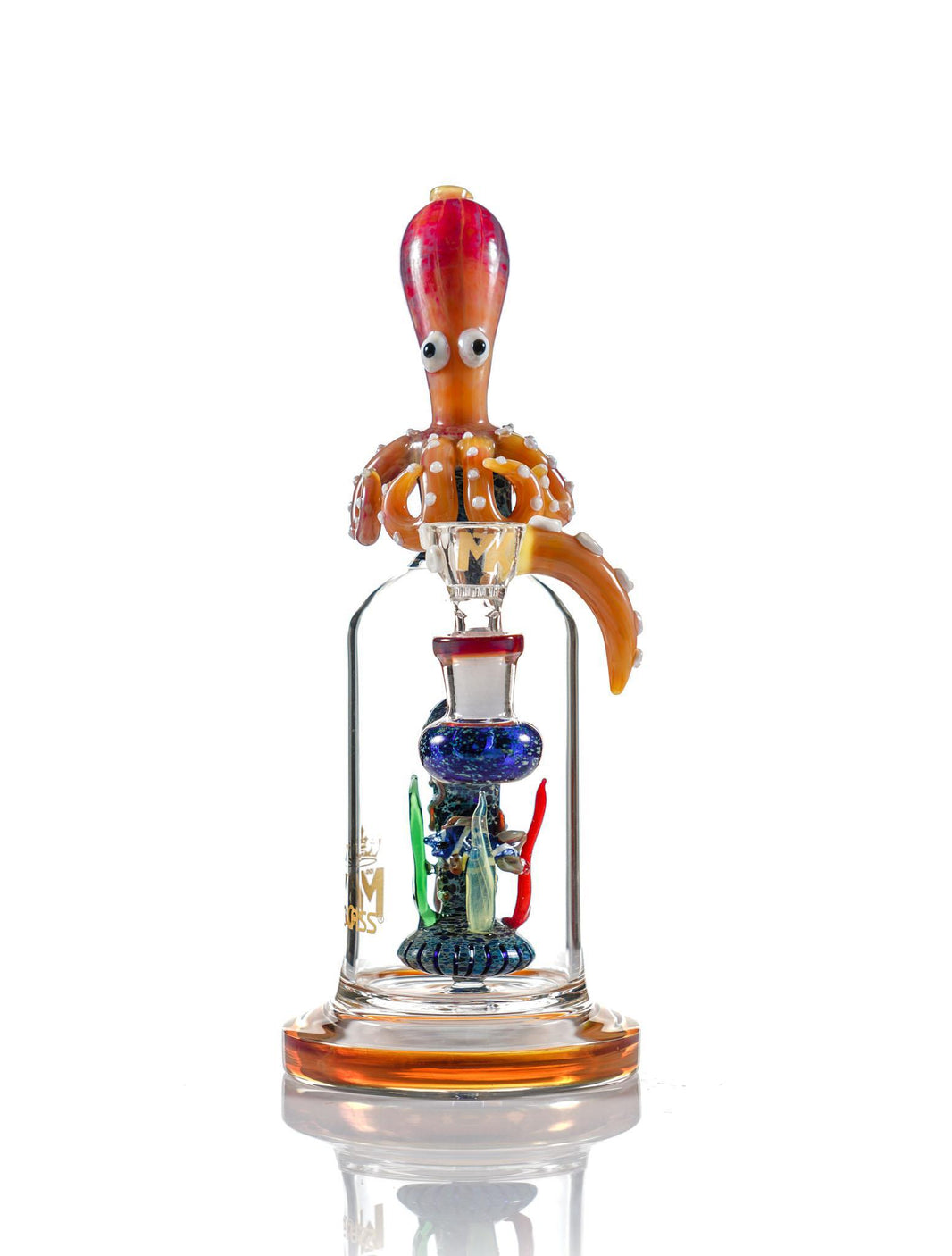 Mk100 Glass Octopus Banger Hanger Rig 14mm 90° with intricate design and colorful details.