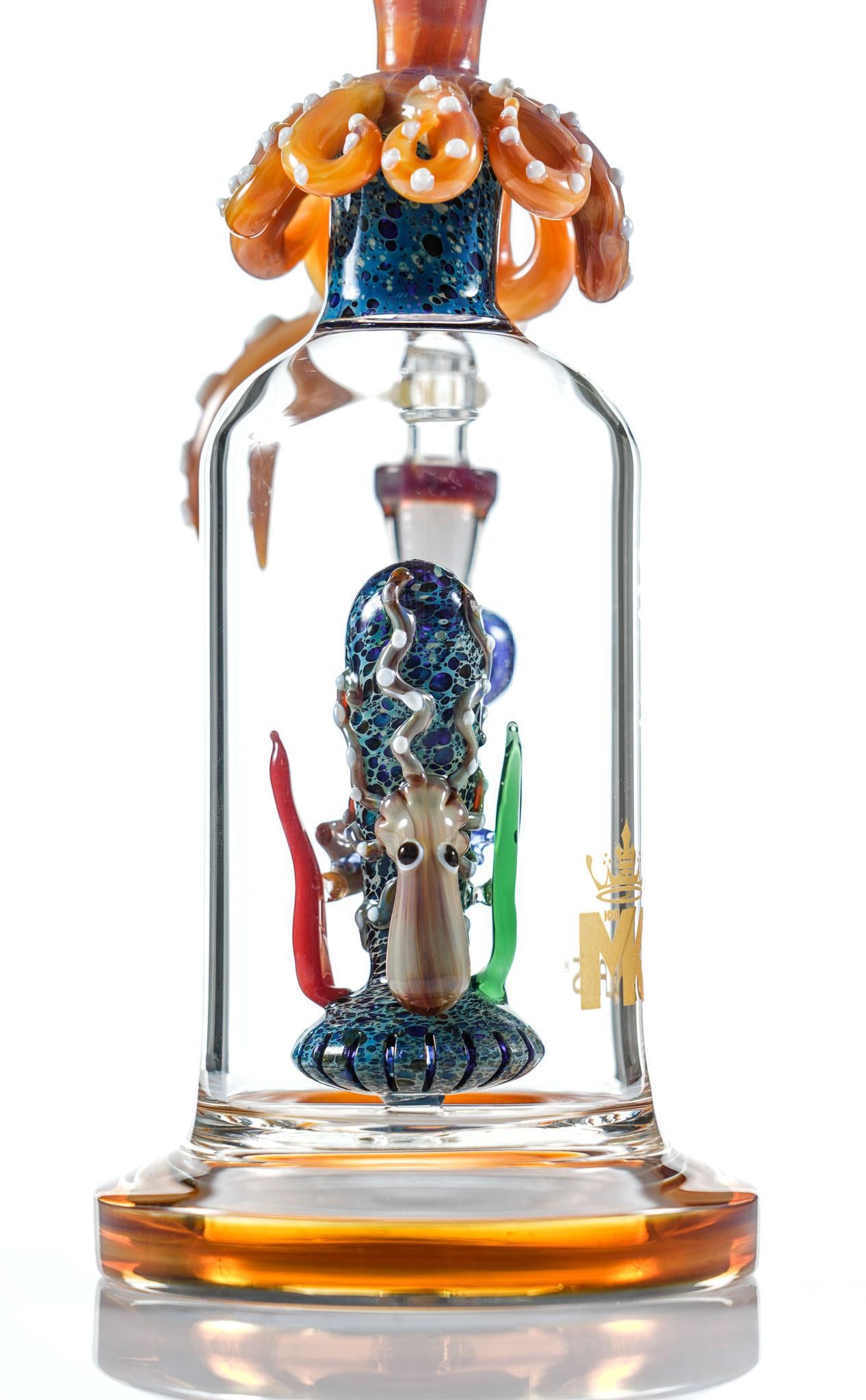 Mk100 Glass Octopus Banger Hanger Rig 14mm 90° showcasing intricate design and oceanic creativity.