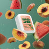 Coming Soon Mojo Energy Pouches 50mg Caffeine Pouches 15pcs with Peach Watermelon flavor and floating fruits.
