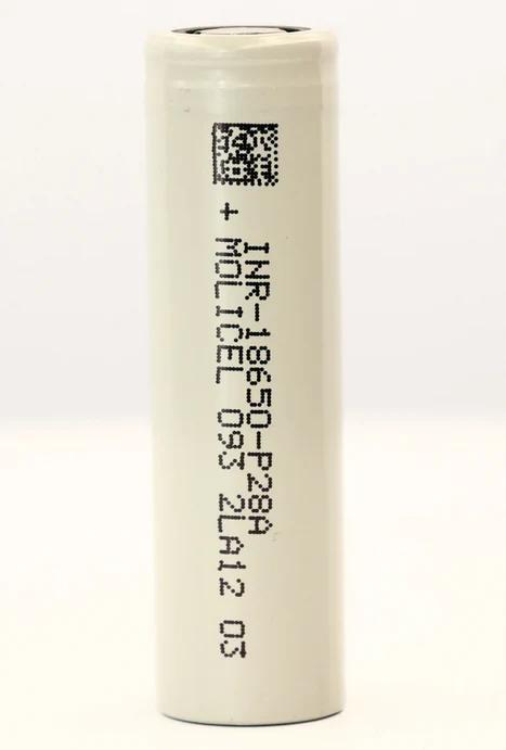 Molicel 18650 2800mah 35A battery showing model number and design features for high-performance applications.