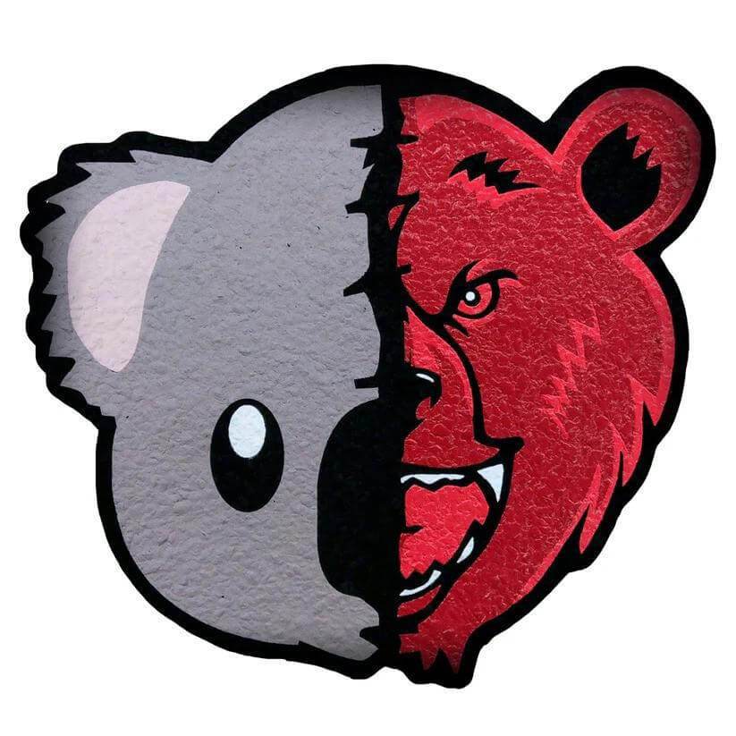 Moodmats x Bear Quartz x Koala Puffs  Bear / Koala mood Mat 8" featuring half koala and half bear design.