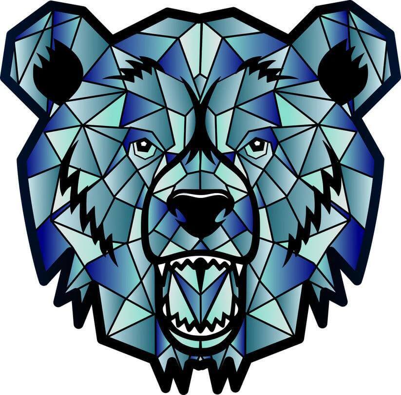 Moodmats x Bear Quartz Iced Bear Mood Mat 8" featuring a geometric bear design in blue and white tones.