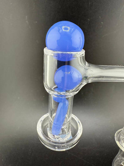 Mop Head Glass Slurper Quartz Terp Pearl Set featuring blue glass pearls, handcrafted for enhanced dab experience.