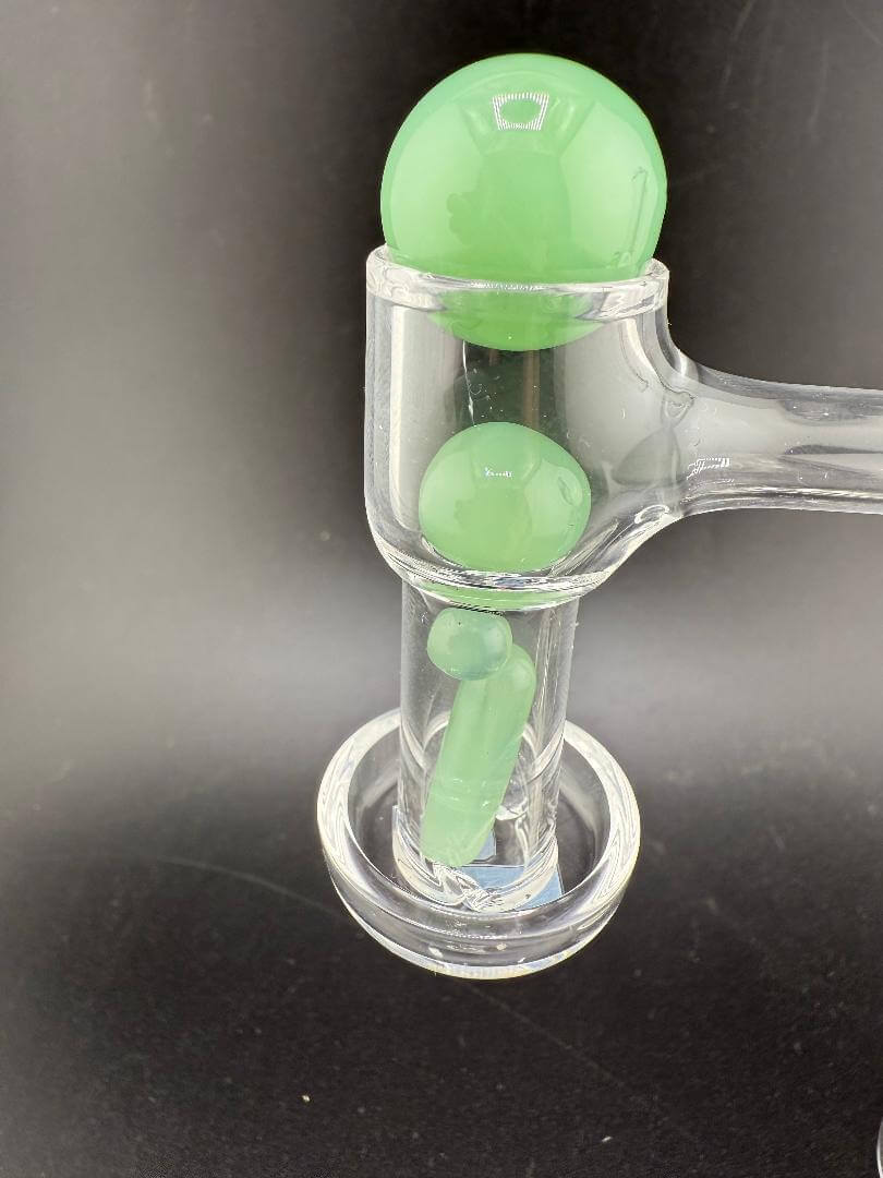 Mop Head Glass Slurper Quartz Terp Pearl Set featuring green glass elements for enhanced dabbing experience.