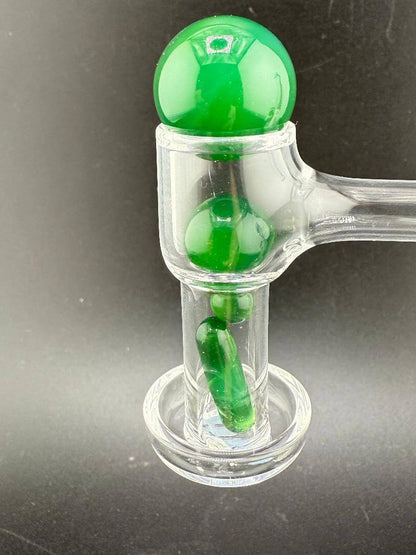 Mop Head Glass Slurper with Green Terp Pearls for flavorful dab hits, handcrafted in Spokane, WA.