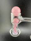 Mop Head Glass Slurper Set with pink terp pearls, handcrafted for optimal dab performance and flavor.
