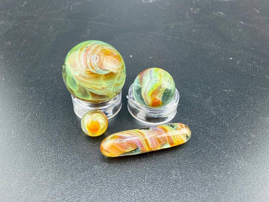 Mop Head Glass Slurper Quartz Terp Pearl Set in vibrant colors, perfect for enhancing dab experience.