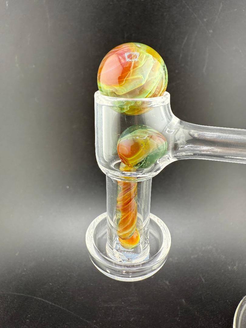 Mop Head Glass Slurper Quartz Terp Pearl Set with colorful glass marbles, handcrafted in Spokane, WA.