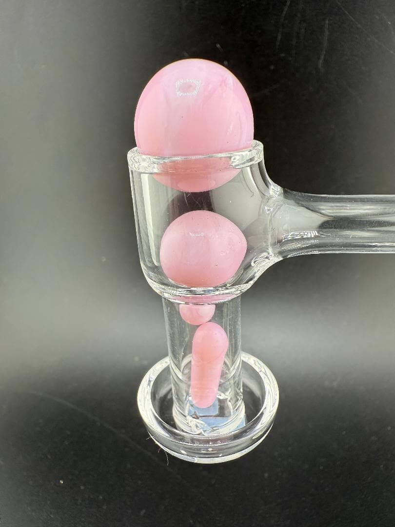 Mop Head Glass Slurper Quartz Terp Pearl Set in pink, designed for smooth, flavorful dabs, handcrafted in Spokane, WA.