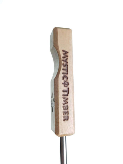 Mystic Timber Dab Tool - Key Chain Flat Shovel with branded wooden handle and metal tip