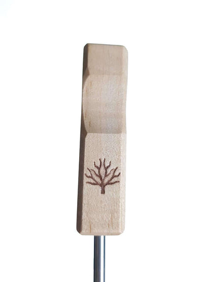 Mystic Timber Dab Tool - Key Chain Flat Shovel with wooden handle featuring carved tree design