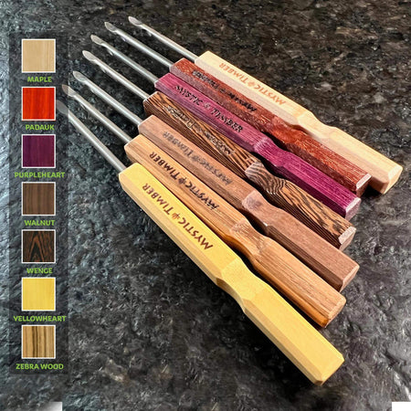 Mystic Timber Dab Tool - Long Handled Pick assortment with various wood handles and G2 titanium tips
