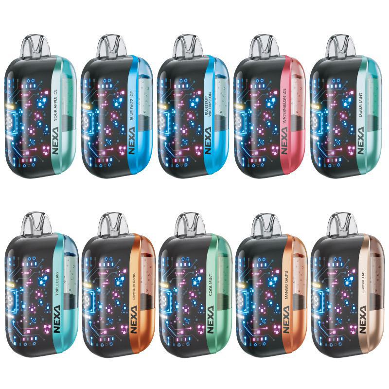 Nexa Ultra 50K Disposable vapes in various colors, showcasing their sleek design and modern technology.