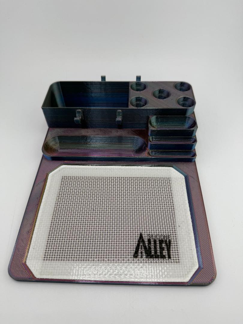 Nikk Drips 3D Printed Dab Station with marble and tool slots for efficient dab setup.