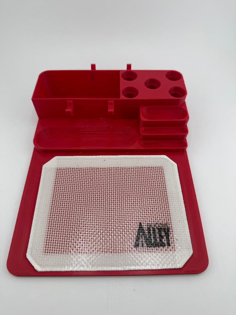 Nikk Drips 3D Printed Dab Station with tool slots and silicone slick work area for organized dab sessions.