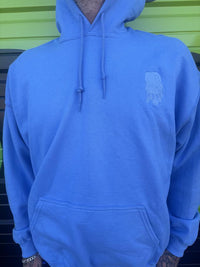 Nikk Drips Hoodie in light blue, showcasing heavy blend comfort and stylish street-ready design.