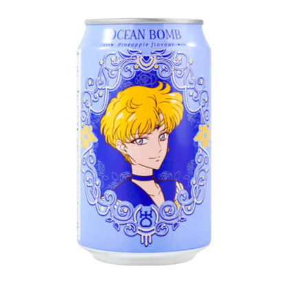 Ocean Bomb Sailor Moon Carbonated Water can featuring pineapple flavor and colorful artwork.