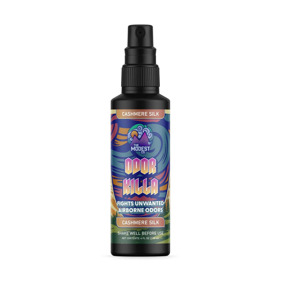 Odor Killa 4oz spray bottle, powerful odor neutralizer, fights airborne odors, cashmere silk fragrance.