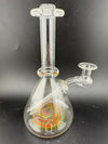 OG Badger Glass Worked Bottom Beaker Banger Hanger 10mm 90° displayed with a colorful spiral design inside.