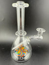 OG Badger Glass Worked Bottom Beaker Banger Hanger 10mm 90° - Clear glass design with colorful base detail.