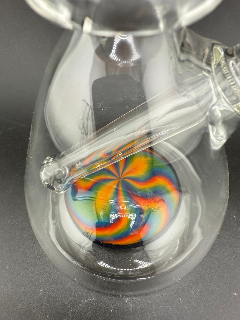OG Badger Glass Worked Bottom Beaker Banger Hanger 10mm 90° showcasing a colorful hand-blown design and intricate patterns.