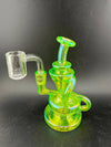 On Point Glass Recycler 10mm 90° - Kit 6 in electric green with quartz banger for smooth sessions.