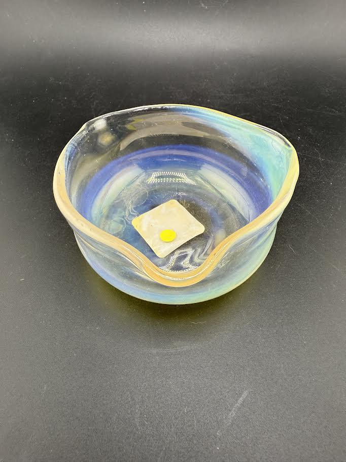 One of a Kind Ash Tray - Handmade glass ashtray with unique swirling colors and creative design.