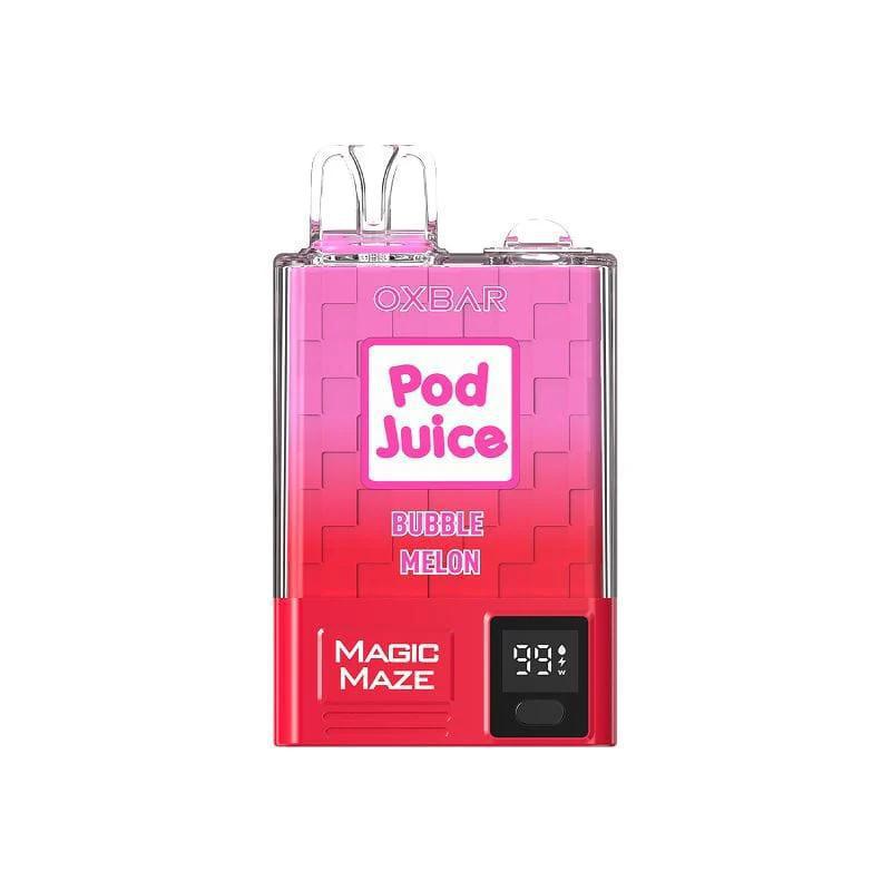 Oxbar Magic Maze vape device with Bubble Melon flavor, designed for 10000 puffs and featuring a digital display.