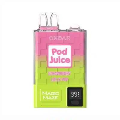 Oxbar Magic Maze device with Pod Juice Strawberry Lollipop flavor, offering 10000 puffs of vape enjoyment.