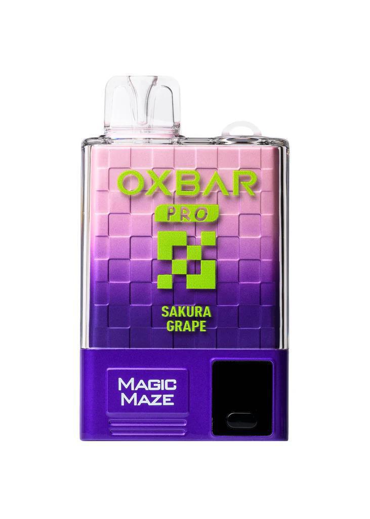 Oxbar Magic Maze device in Sakura Grape flavor, offering 10,000 puffs of rich vapor.