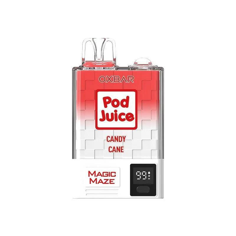 Oxbar Magic Maze vape device, Candy Cane flavor, 10000 puffs, compact design with digital display.