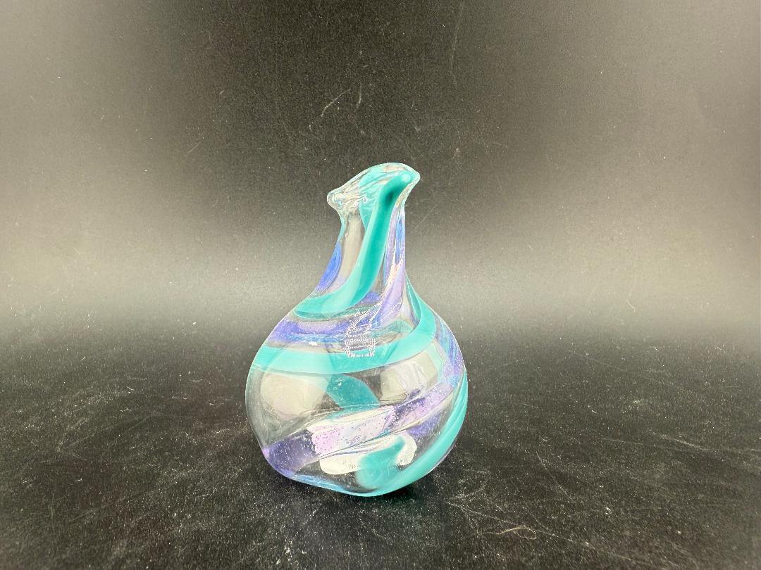Pablos Glass Micro Jar Purple & Teal – Handblown borosilicate glass jar featuring purple and teal accents.