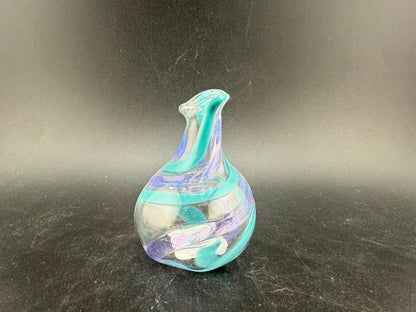Pablos Glass Micro Jar Purple & Teal – Handblown borosilicate glass jar featuring purple and teal accents.