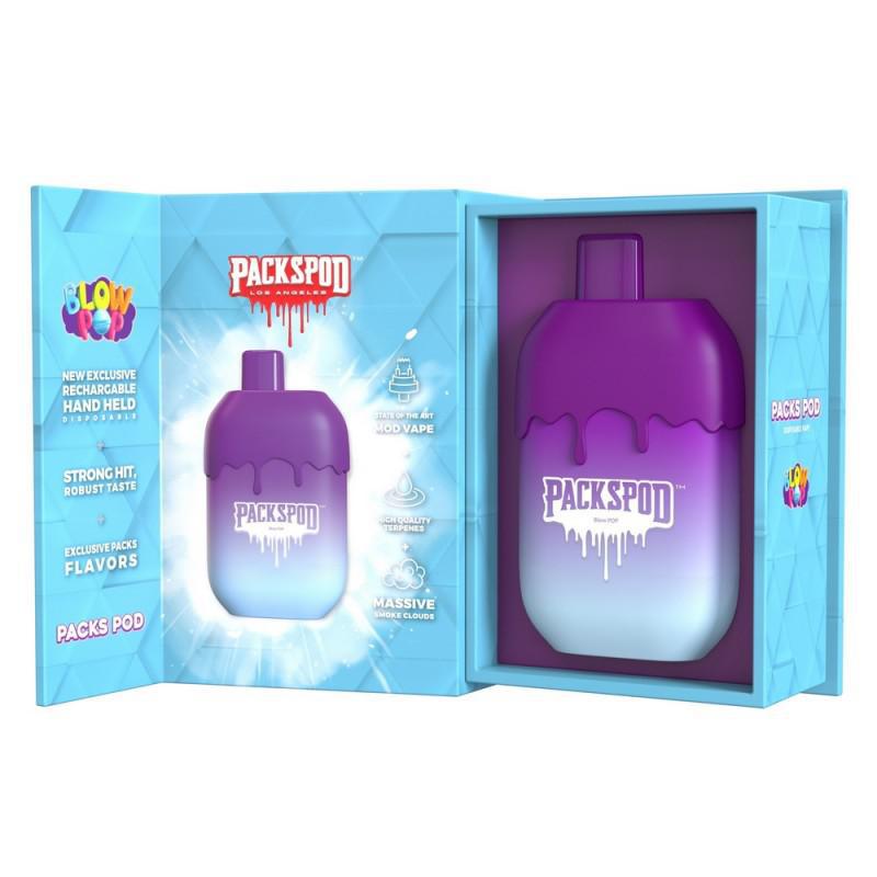 PacksPod 5000 Disposable Vape in packaging, featuring vibrant colors and sleek design for premium vaping experience.
