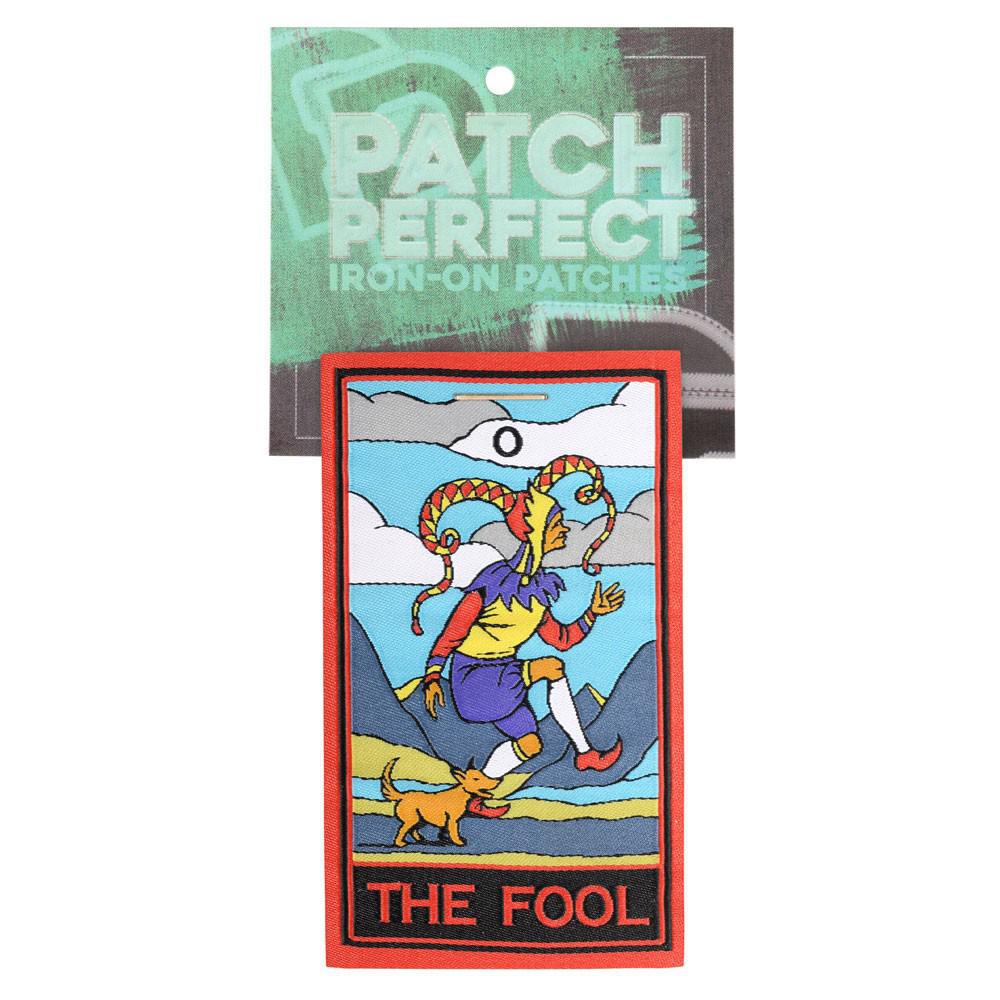 Patch Perfect Iron-On Patch - The Fool Tarot Card design featuring vibrant colors and a whimsical character.