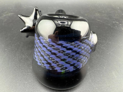 Paul Smith Glass Hammer Pipe - Black w/ Crosscut Line Section Section shown from above showcasing its unique design.