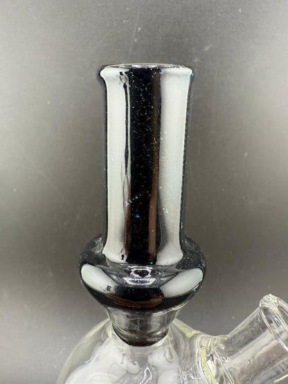 Paul Smith Glass Crushed Opal Mini beaker 10mm 45° neck detail showcasing its shimmering craftsmanship.